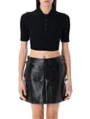 Courrèges Cropped Knit Polo In Black