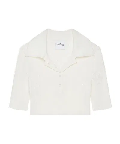 COURRÈGES COURRÈGES HALF-BUTTON KNITTED CROPPED POLO TOP