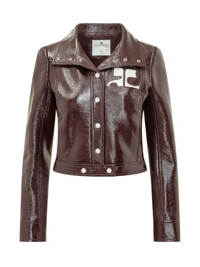 Courrèges Cropped Logo Jacket By Courreges Reedition In Brown