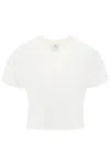 COURRÈGES CROPPED LOGO T-SHIRT FOR WOMEN IN WHITE
