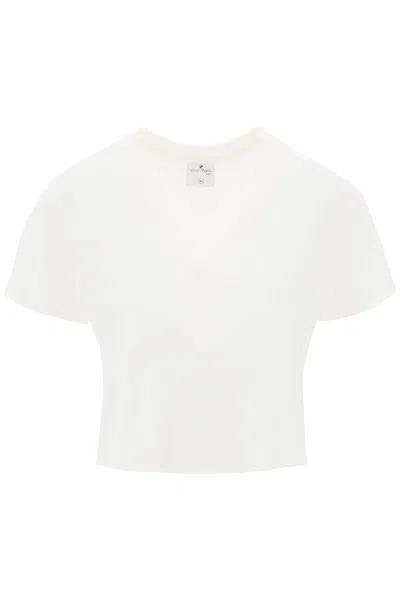 COURRÈGES COURREGES CROPPED LOGO T SHIRT WITH