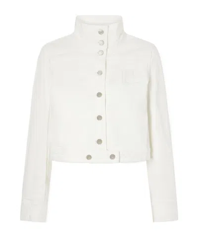 Courrèges Cropped Logo-embroidered Denim Jacket In Neutral