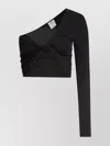 Courrèges Cropped One-shoulder Twist Front Long Sleeve In Black