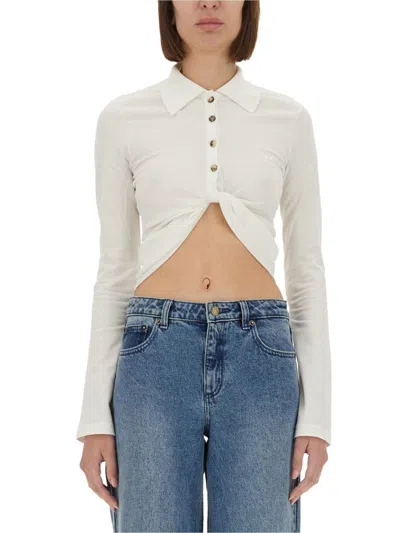 COURRÈGES COURRÈGES CROPPED POLO SHIRT "TWIST"