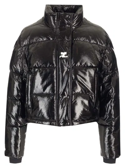 Courrèges Cropped Puffer Jacket In Black