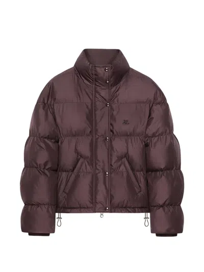 Courrèges Cropped Puffer Jacket In Burgundy