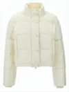 Courrèges Cropped Puffer Jacket With High Stand Collar And Snap Button Closure In Neutral