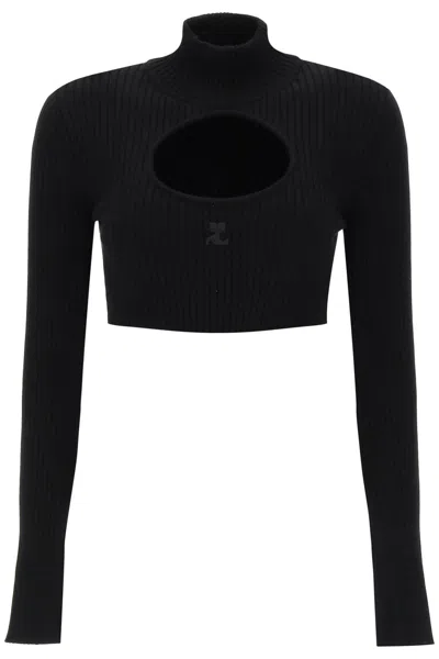 COURRÈGES CROPPED RIBBED JUMPER