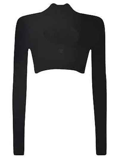 Pre-owned Courrèges Cropped Ribbed Jumper In Black