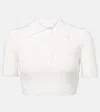 Courrèges Cropped Ribbed-knit Polo Shirt In White