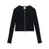 Courrèges Cropped Ribbed Sweater With Modern Zipper Closure In Black