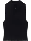 Courrèges Mockneck Light Rib Cropped Top In 黑色
