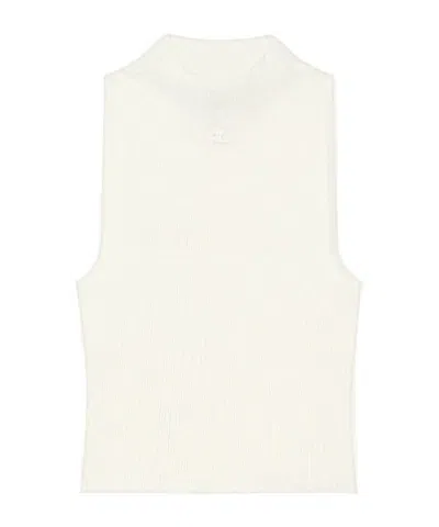 Courrèges Cropped Ribbed Tank Top In White