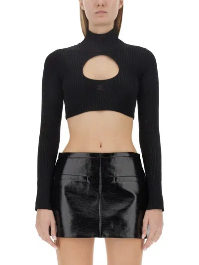 Courrèges Cropped Shirt In Black