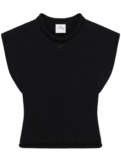 Courrèges Cropped Sleeveless Jumper In Black