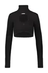 COURRÈGES COURRÈGES  CROPPED SWEATER CIRCLE MOCKNECK RIB KNIT CLOTHING