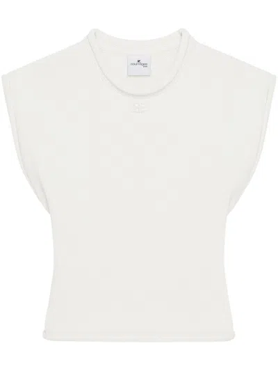 Courrèges Logo Ribbed Top In Heritage White