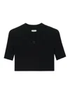 Courrèges Mockneck Rib Knit Cropped Top Women Black In Viscose In Black