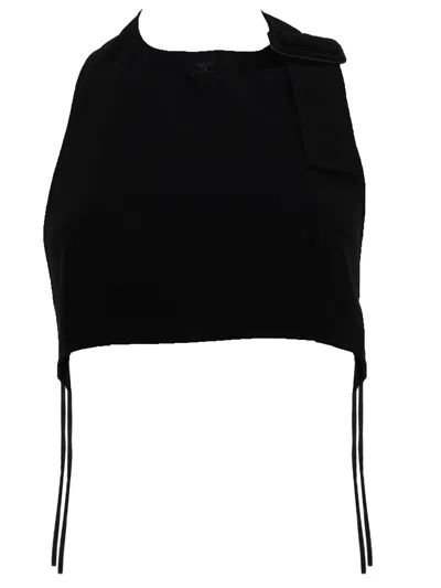 Courrèges Courreges Cropped Top With Open Back In Black