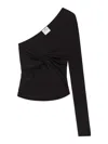 Courrèges Black Top With Asymmetric Design Twist Detailing One-shoulder