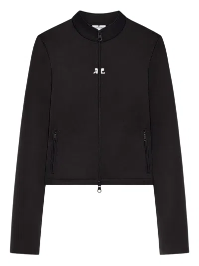 Courrèges Cropped Zip-up Jacket In Black