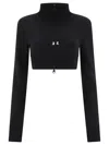 Shop Courrèges Cropped Zipped Sweatshirt In Black