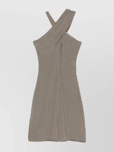 Courrèges Crossed Straps Mini Dress In Natural / Mud Brown