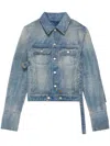 Courrèges Crystal-embellished Denim Jacket In Blue