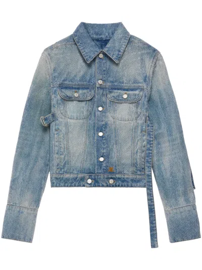 Courrèges Crystal-embellished Denim Jacket In Blue