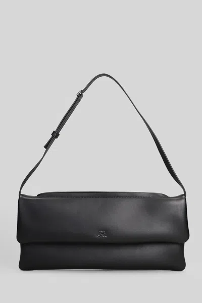 Courrèges Cuff Clutch Shoulder Bag In Black Leather