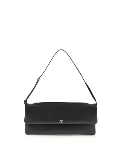 Courrèges Cuff Leather Clutch In Black