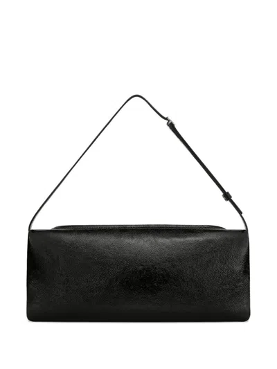 Courrèges Cuff Leather Clutch In Black