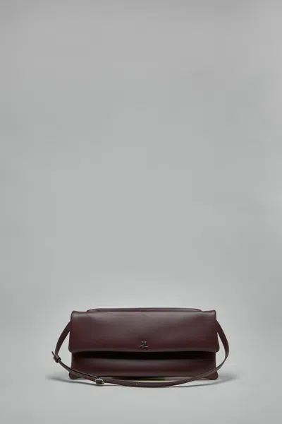 Courrèges Cuff Leather Clutch In Brown