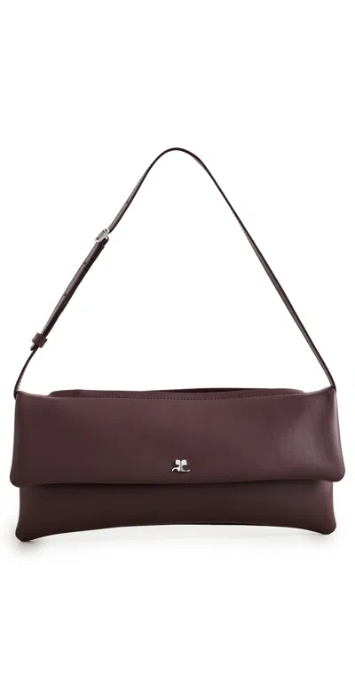 Courrèges Cuff Leather Clutch Burgundy