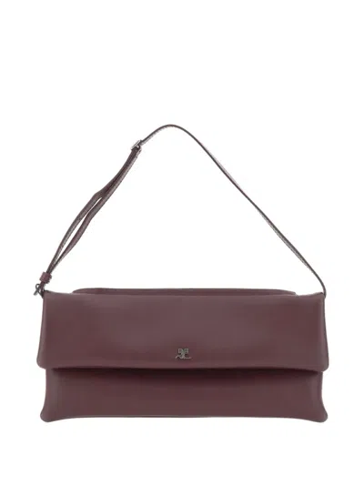 Courrèges Cuff Leather Shoulder Bag In Brown
