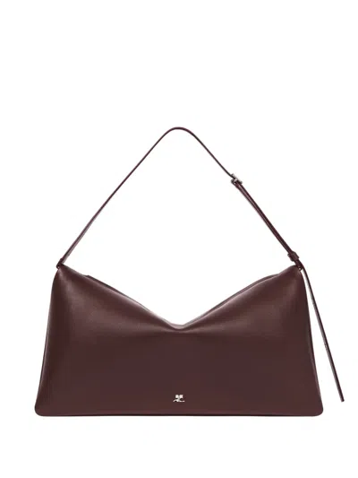 Courrèges Cuff Smooth Calfskin Shoulder Bag In Brown