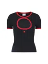 Courrèges Cirle Cut-out Logo Embroidered T-shirt In Black