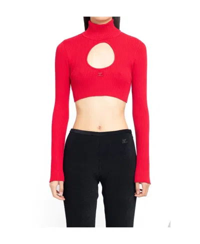 Courrèges Cut-out Crop Top In Red