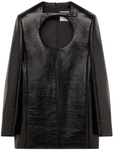 Courrèges Cut-out Faux-leather Minidress In Black