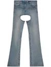 Courrèges Cut-out Flared Denim Trousers In Blue
