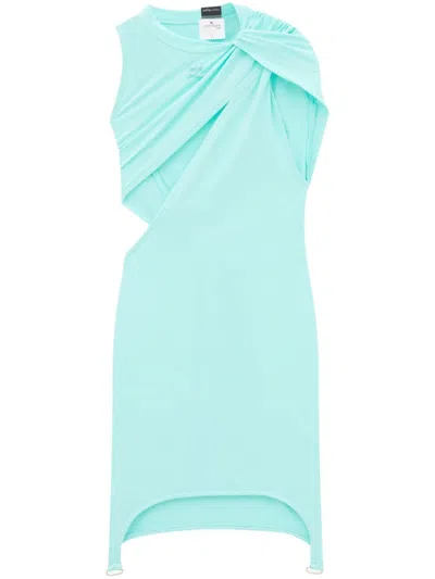 Courrèges Cut-out Gathered Mini Dress In Blau