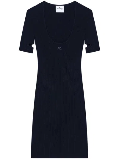 Courrèges Cut-out Mini Dress In Navy