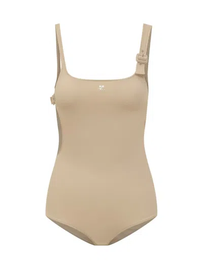Courrèges Cut-out One Piece Swimsuit In Brown