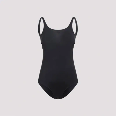 Courrèges Embroidered-logo Cut-out One-piece Swimsuit In Black