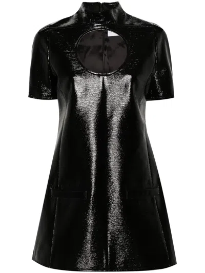 Courrèges Cut-out Polished-finish Minidress In Black