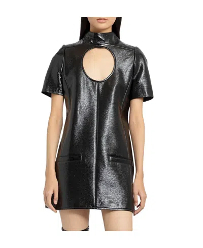 Courrèges Cut-out Polished-finish Minidress In Black