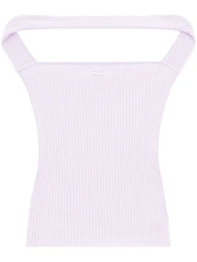COURRÈGES CUT-OUT RIBBED KNIT TOP
