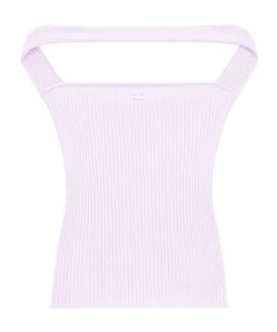 COURRÈGES CUT-OUT RIBBED KNIT TOP