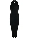 Courrèges Ribbed-knit Midi Dress In 黑色
