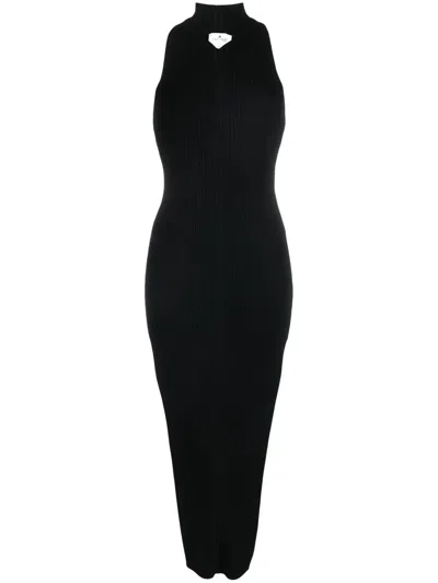 Courrèges Ribbed-knit Midi Dress In Black